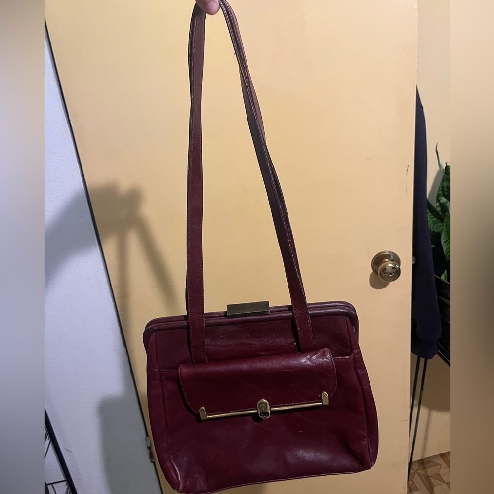 Etienne Aigner Deep Red Leather Shoulder Bag